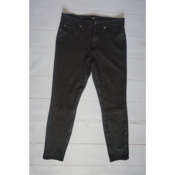 7 For All Mankind Women Black Faux Suede Leggings – Size 28 - Picture 1 of 7